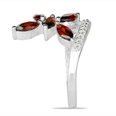 BUY 925 STERLING SILVER NATURAL GARNET GEMSTONE FLOWER  RING